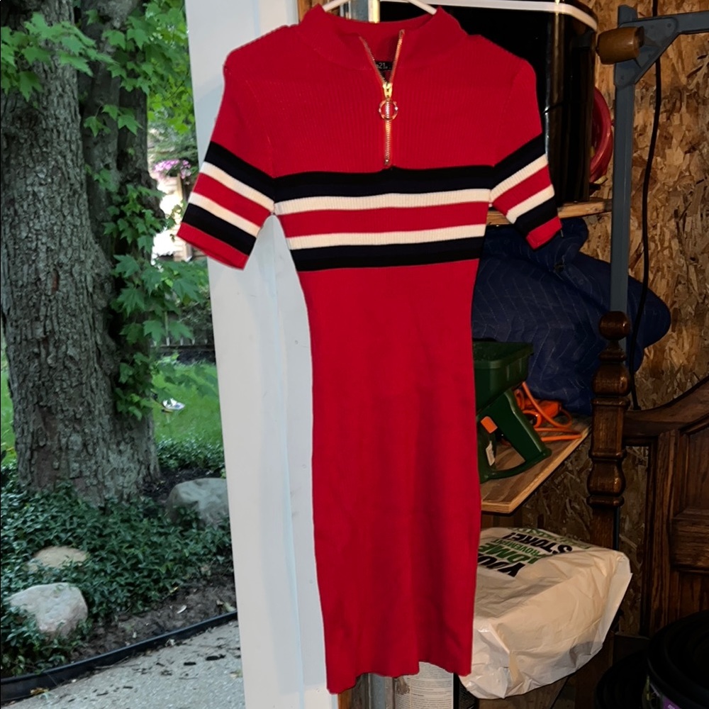 💋Red Striped Women's Dress NWOT